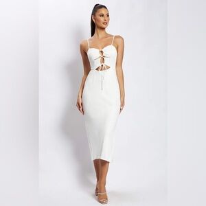 NWOT Meshki Cassie Ruched Cutout Dress - Size S